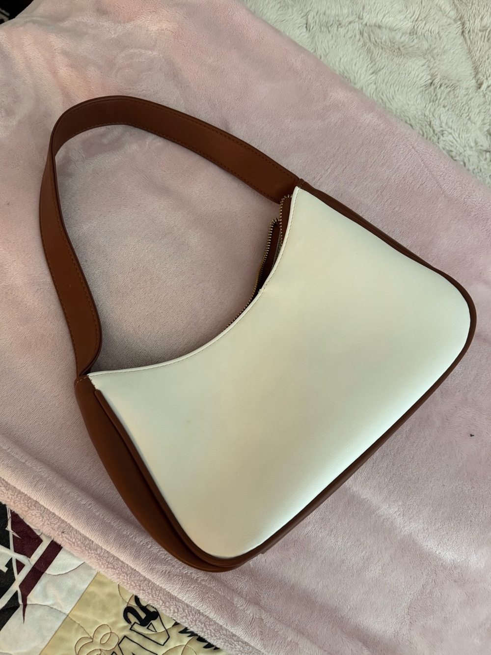 White and Brown siding Purse